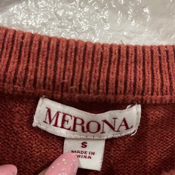 Merona Men's Orange Cotton Crew Neck Sweater Size M - Picture 4 of 9